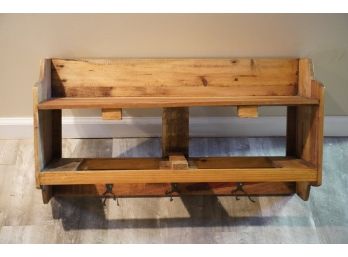 Wood Wall Hanging Entrance Rack With 2 Drawers And Coat Hooks