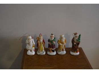 Lot Of 5 Different Countries/years Santa Clause Figurines