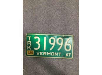 1967 Vermont Plate