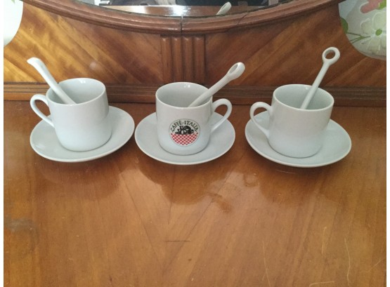 Small Espresso Cups With Spoons And Plates