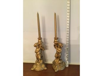 Gold Angel Candle Holders