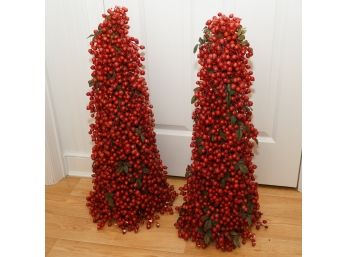Two Red Berry Tree Decorations