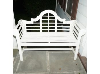 Large Wood White Porch Bench