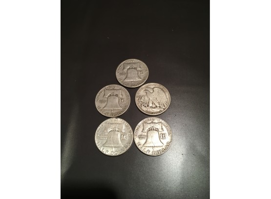 A Lot Of 5 Miscellaneous Silver Half Dollars