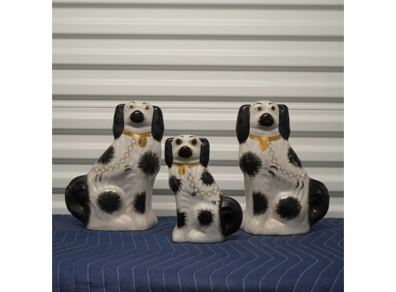 Three Ceramic Dogs Hand Painted