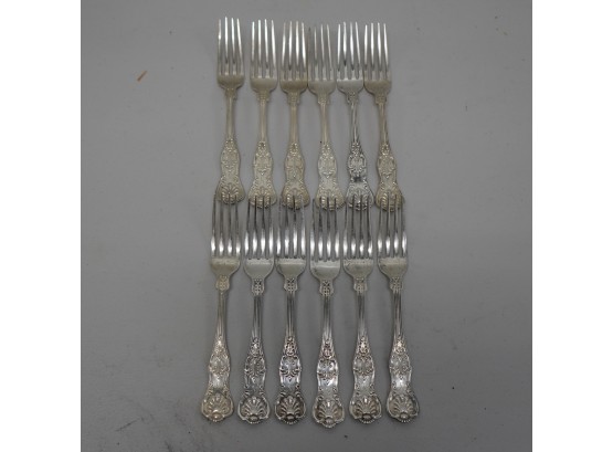 Set Of 12 Sterling Silver Forks (letter N)
