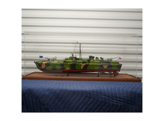 Large Miltary Display Model Boat With Case