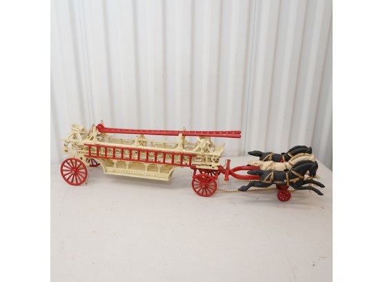 Metal Cast Iron Horse Drawn Fire Engine With Ladder