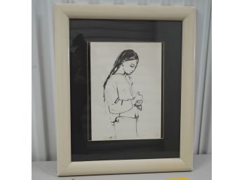 Inked Sketch Of Women Signed