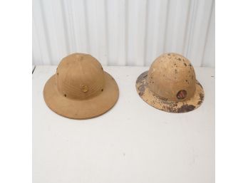 Pair Of Metal Military Style Hats