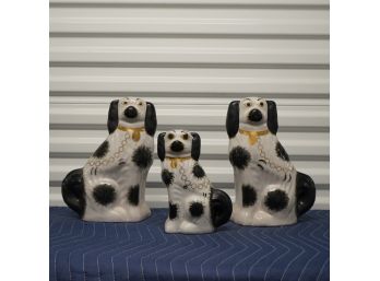 Three Ceramic Dogs Hand Painted