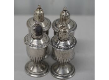 Four Sterling Salt And Peeper Shakers Weighted