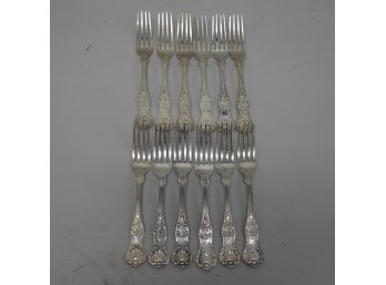 Set Of 12 Sterling Silver Forks (letter N)