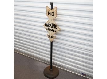 Antique NYC No Parking Metal Sign With Base
