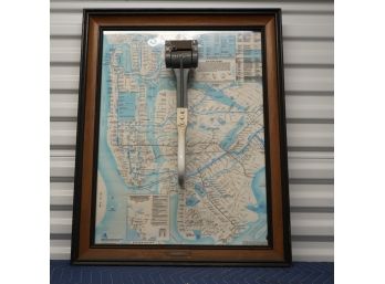 NYC Subway  Handle And Framed Map 1980s