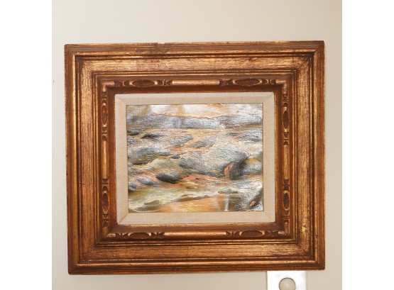 Small Painting Of Waves In Wooden Frame