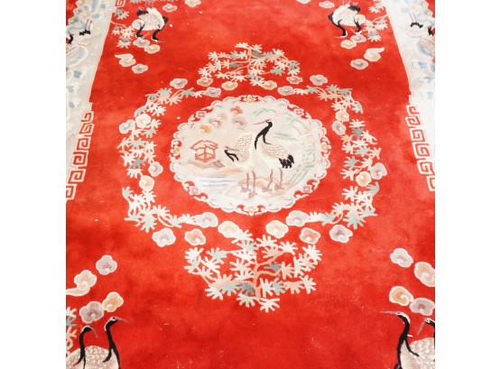 Red Area Rug With Pelicans