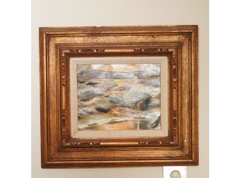 Small Painting Of Waves In Wooden Frame