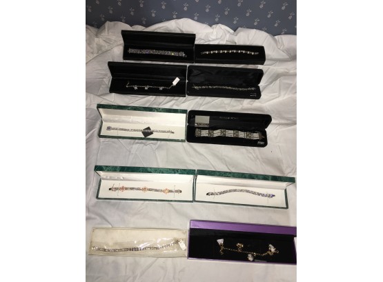 Lot Of 10 Sterling Silver Bracelets, New W/ Boxes
