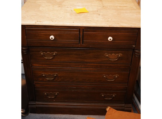 Five Draw Marble Top End Dresser