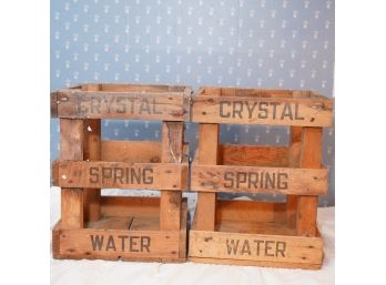Two Wooden Crate Water Jug Holders