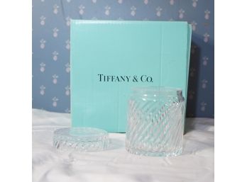 Tiffany & Co Glass Crystal Jar & Lid W/box