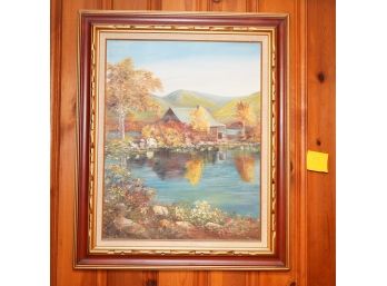 Oil Painting Of House On A Lake
