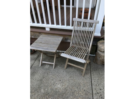 Teak Patio Chair And Side Table