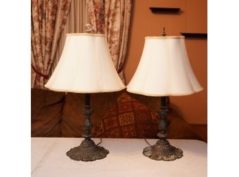 Two Lamps With Metal Bases