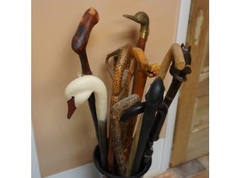 Lot Of Walking Sticks And Canes