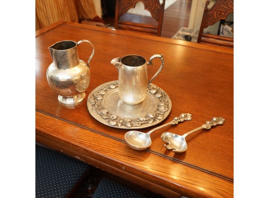 Pewter Set With Serving Pieces