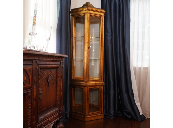 Gorgeous Vintage Weiman Gold Gilded Wooden Display Cabinet Jacobean