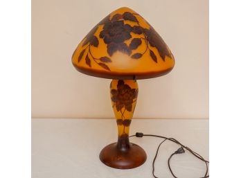 Galle Antique Reproduction Orange Colored Mushroom Style Lamp