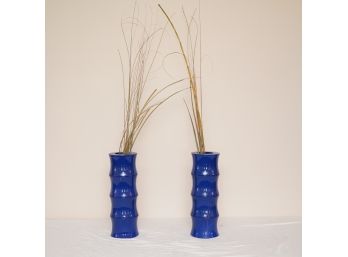 Two Blue Glass Vase's