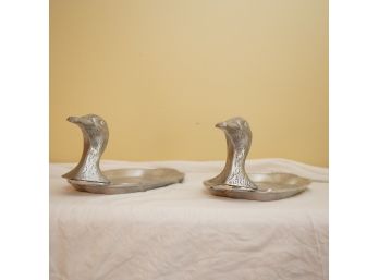 Two Metal Duck Serving Tray Heavy