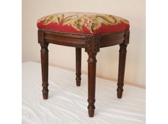 Wooden Foot Rest With Needle Point Top