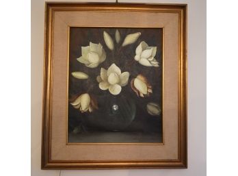 Oil On Canvas Flowers By Diaz