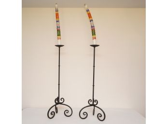 Huge Candle Stick Holders With Candles From Peru!