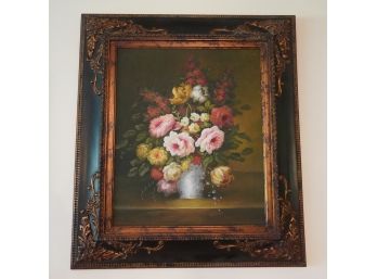 Oil On Canvas Reproduction Floral Panting With Beautiful Frame