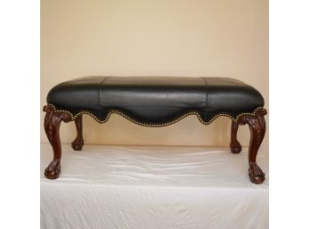 Gorgeous Wooden Curved & Leather Long Seat