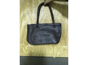 Black Leather Faux Chanel Bag