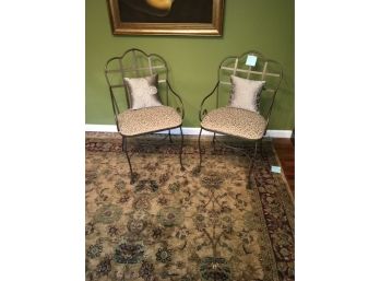 Lot Of 2 Metal Chairs With Pillows
