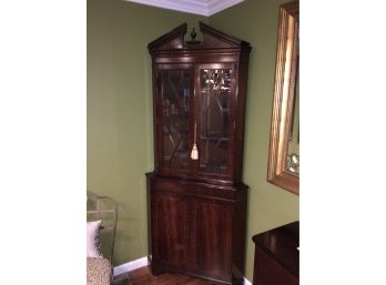 Antique Reproduction Corner Cabinet With Key