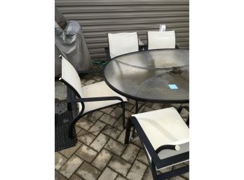 Set Of 6 Chairs And Glass Top Patio Set