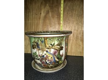Asian Flower Pot With Base