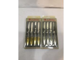 2 Sets Of Brand New Stainless Steel Steak Knifes Over $150 Retail