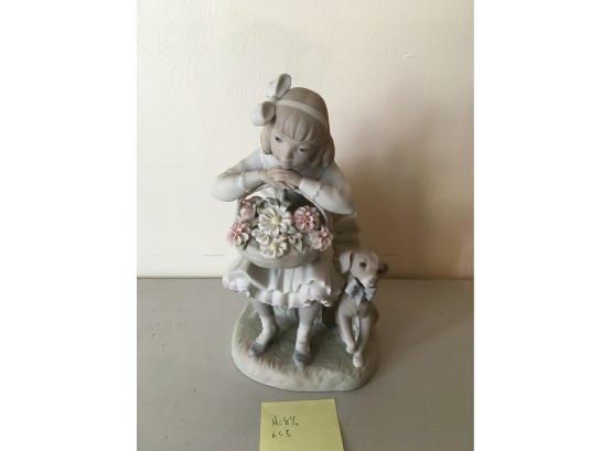 Girl Sitting With Flowers Lladro Made In Spain