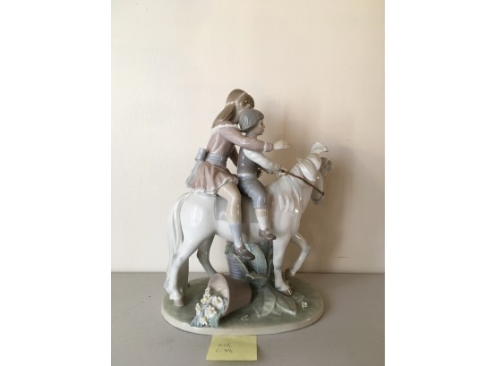 Large Women And Boy On Horse Lladro Made In Spain