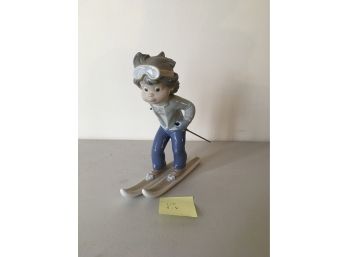 Limited Edition Boy Sking Missing Pole Lladro Made In Spain