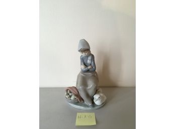 Girl Sitting Out In Cold Lladro Made In Spain